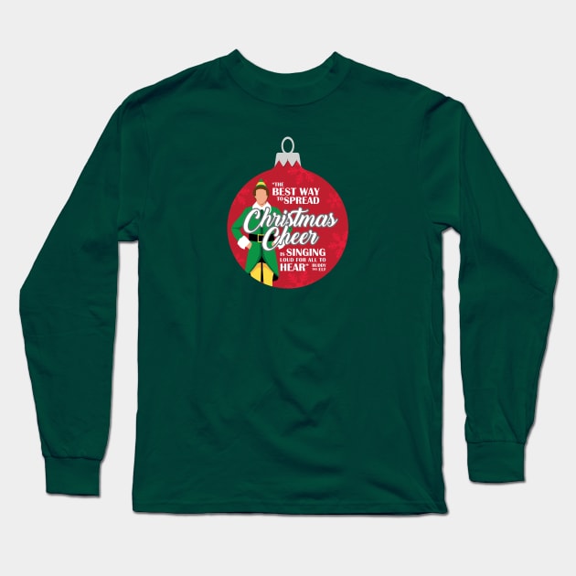 Elf Christmas Cheer Red Ornament Long Sleeve T-Shirt by ZZDeZignZ